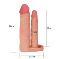 5 CM Dolgulu Gerçekçi Ten Doku Çatal Penis Kılıfı - Pleasure X-Tender