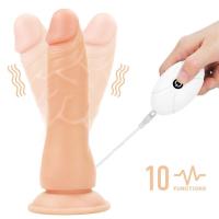 Belden Bağlamalı Titreşimli Ultra Yumuşak Gerçekçi Et Dokulu Testissiz Realistik Vibratör Dildo