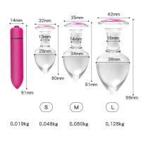 CRYSTAL CLEAR Titreşimli Pembe Mücevher Taşlı Kristal Cam Anal Plug Set