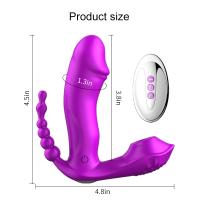 Cute M6 - Şarjlı Uzaktan Kumandalı Isıtmalı G-Spot ve Klitoris Emiş Uyarıcı Giyilebilir 3 in 1 Yapay Penis Anal Vibratör