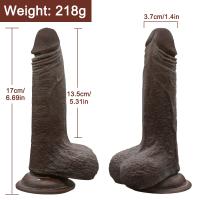 Foreskin Perfection Dildo 17 CM - Çift Katmanlı Gerçekçi Kayar Deri Ultra Yumuşak Realistik Zenci Yapay Penis Vibrator