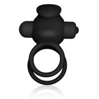 Klitoris Uyarıcı Titreşimli Silikon Penis Halkası Siyah - Power Clit Duo Silicone Cockring