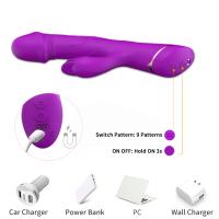 PRIME TOYS Spunk Şarjlı Çift Motorlu G Nokta ve Klitoris Uyarıcı 2 in 1 Rabbit Yapay Penis Vibratör - Mor