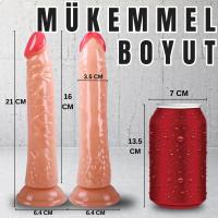 UNIQUE Realistik Dokuda Dildo Vantuzlu Gerçekçi Yapay Penis 21 CM