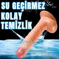 UNIQUE Realistik Dokuda Damarlı Dildo Vantuzlu Gerçekçi Yapay Penis 19 CM