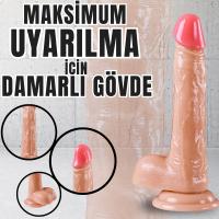 UNIQUE Realistik Dokuda Damarlı Dildo Vantuzlu Gerçekçi Yapay Penis 20 CM