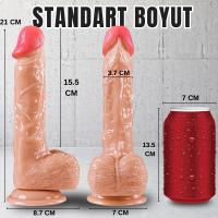 UNIQUE Realistik Dokuda Damarlı Dildo Vantuzlu Gerçekçi Yapay Penis 21 CM