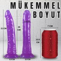 UNIQUE Realistik Dokuda Dildo Vantuzlu Gerçekçi Yapay Penis 21 CM