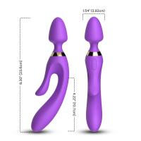 WOWYES Manyetik Şarjlı Su Geçirmez Wand Massager 3 in 1 Dildo Vibratör - Mor