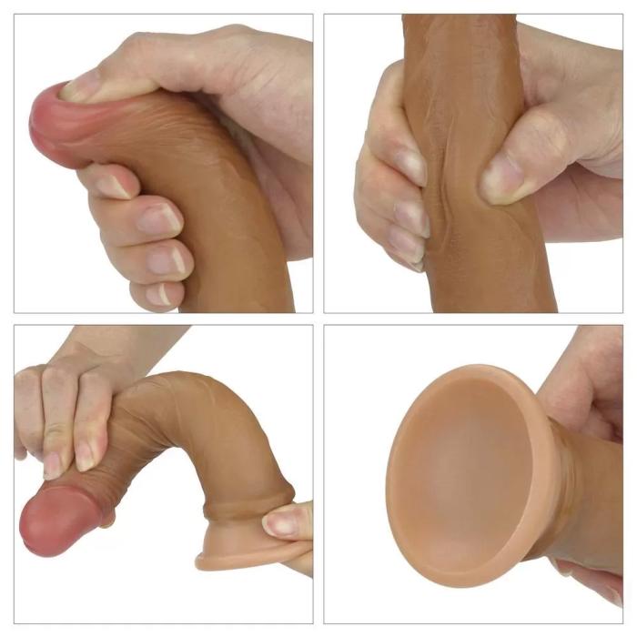 18 CM Çift Katmanlı Ultra Realistik ve Yumuşak Dokulu Anal Dildo Melez Penis