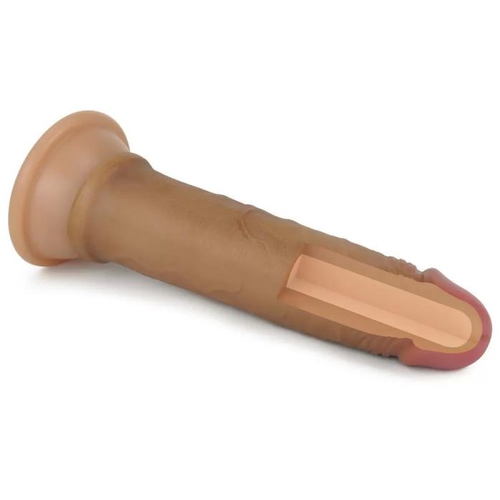 18 CM Çift Katmanlı Ultra Realistik ve Yumuşak Dokulu Anal Dildo Melez Penis