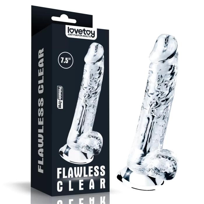 19 CM Yeni Nesil Güçlü Vantuzlu Şeffaf Dildo Penis - Flawless Clear Dildo