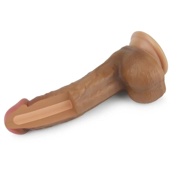 20 CM Yumuşak Dokulu Çift Katmanlı Platin Silikon Realistik Melez Penis - Dual layered Platinum Silicone Cock