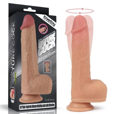 22 CM Şarjlı Rotasyonlu Yumuşak Dokulu Çift Katmanlı Realistik Vibratör - Dual layered Silicone Rotating Nature Cock Anthony