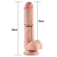 24 CM Hareketli Deri Ultra Yumuşak Çift Katmanlı Penis - Sliding Skin Dual Layer Dong