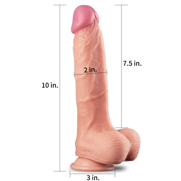 25 CM Yumuşak Dokulu Çift Katmanlı Realistik Penis - Dual Layered Platinum Silicone Cock