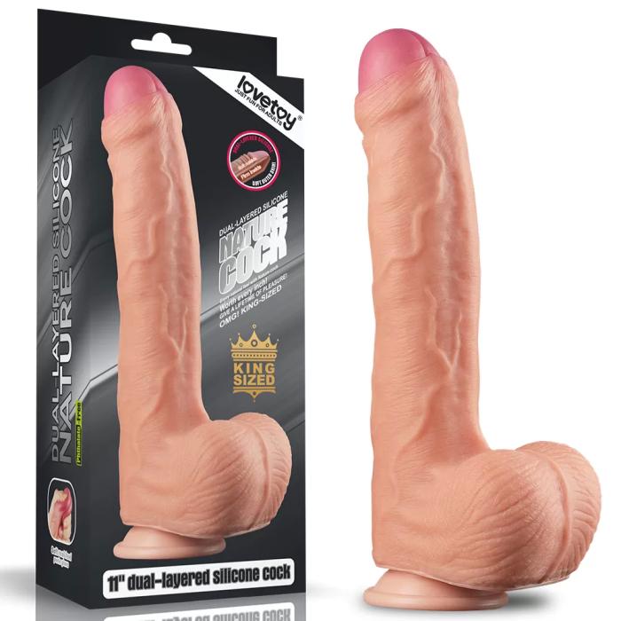 28 CM Yumuşak Dokulu Çift Katmanlı Realistik Penis - Dual Layered Platinum Silicone Cock