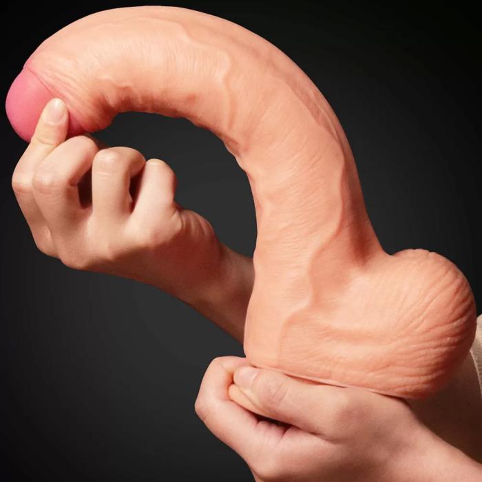 28 CM Yumuşak Dokulu Çift Katmanlı Realistik Penis - Dual Layered Platinum Silicone Cock