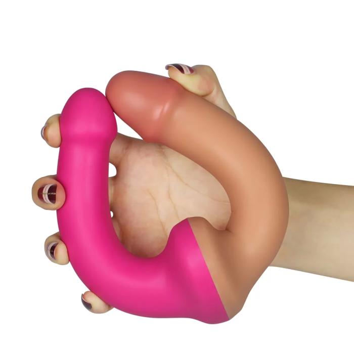 32 CM Ultra Yumuşak Esnek Çift Taraflı Realistik Dildo Pembe - Holy Dong Premium Silicone