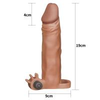 5 CM Dolgulu Gerçekçi Melez Et Dokulu Klitoris Uyarıcı Titreşimli Penis Kılıfı - Pleasure X-Tender