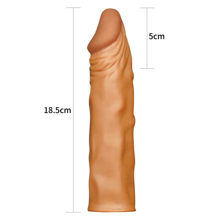 5 CM Dolgulu Gerçekçi Melez Doku Penis Kılıfı - Pleasure X-Tender Serisi