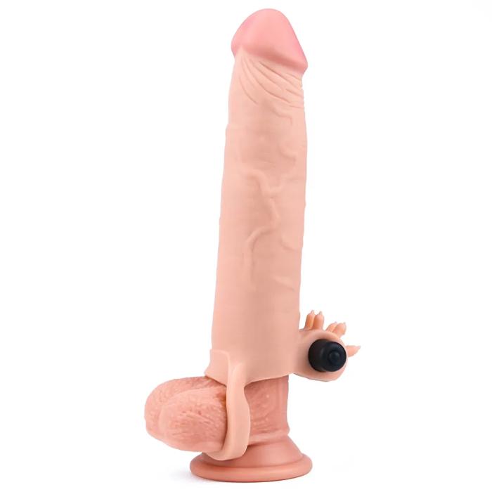 7.5 CM Dolgulu Gerçekçi Ten Doku Titreşimli Penis Kılıfı - Pleasure X-Tender