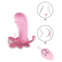 AMANRAYA Klitoris G-Spot ve Anal Uyarıcı 3 in 1 Giyilebilir Kelebek Vibratör - Pembe