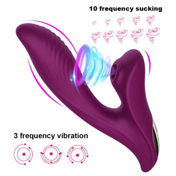 AMUSE G-Spot Uyarıcı ve Klitoris Emiş Güçlü 2 in 1 Vibratör - Mor