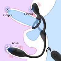 ANOS 3 Kumandalı Klitoris ve Prostat Uyarıcı Testis ve Penis Halkalı Anal Vibratör