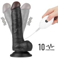 Belden Bağlamalı Titreşimli Ultra Yumuşak Gerçekçi Et Dokulu Realistik Zenci Vibratör Dildo 20 CM