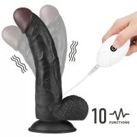 Belden Bağlamalı Titreşimli Ultra Yumuşak Gerçekçi Et Dokulu Realistik Zenci Vibratör Dildo 21.5 CM