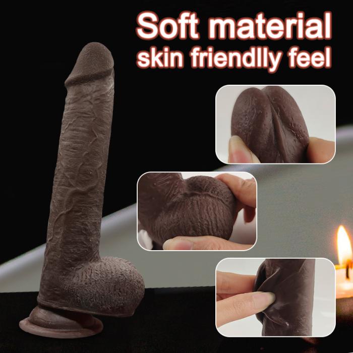 Foreskin Perfection Dildo 22.5 CM - Çift Katmanlı Gerçekçi Kayar Deri Ultra Yumuşak Realistik Zenci Yapay Penis Vibrator