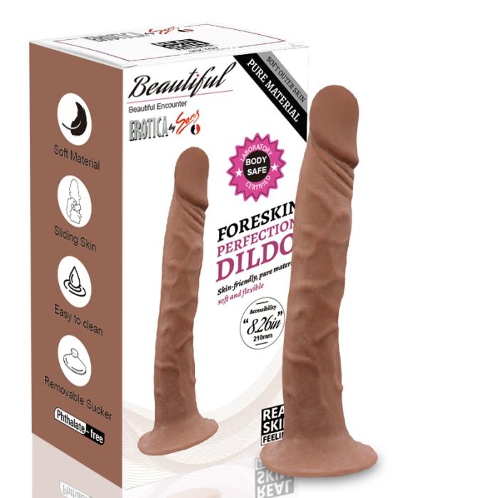 Foreskin Perfection Dildo 21 CM - Çift Katmanlı Gerçekçi Kayar Deri Ultra Yumuşak Realistik Melez Yapay Penis Vibrator