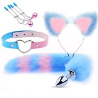 Fox Tail Cat Ear Anal Plug 40 CM Tilki Kuyruklu Anal Plug Kedi Kulaklı Fetiş Set