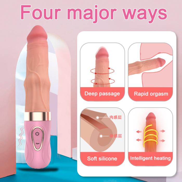 İleri Geri Hareketli Akıllı Isıtmalı Ultra Yumuşak Dokulu Realistik Yapay Penis Vibrator