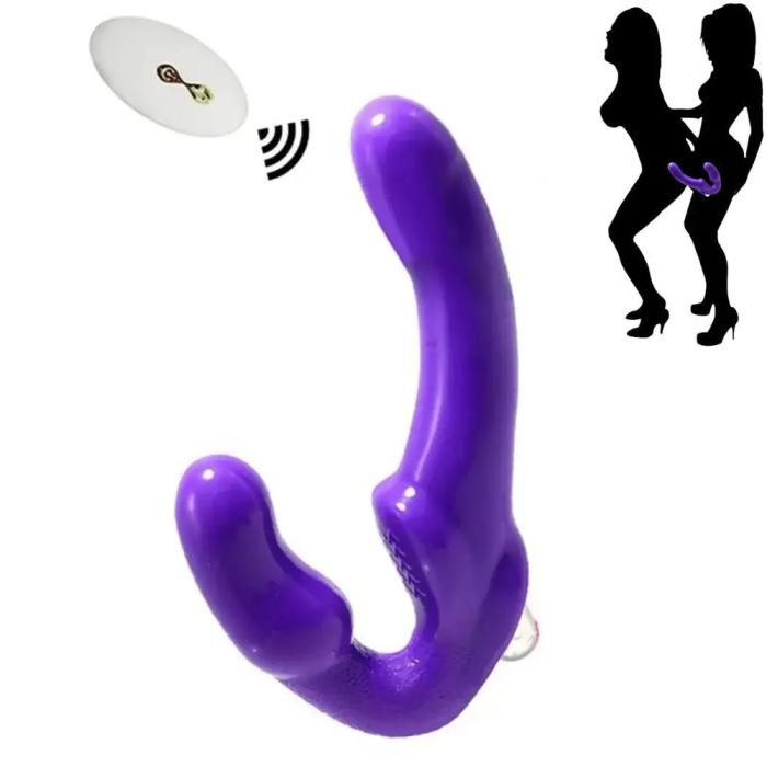 JIAMI Kablosuz Kumandalı Strapless Çift Taraflı Güçlü Titreşimli Dildo Vibratör