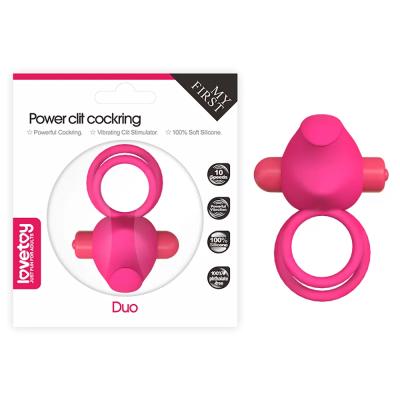 Klitoris Uyarıcı Titreşimli Silikon Penis Halkası Pembe - Power Clit Duo Silicone Cockring