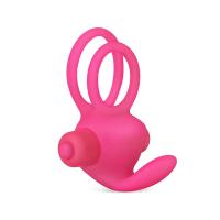 Klitoris Uyarıcı Titreşimli Silikon Penis Halkası Pembe - Power Clit Duo Silicone Cockring