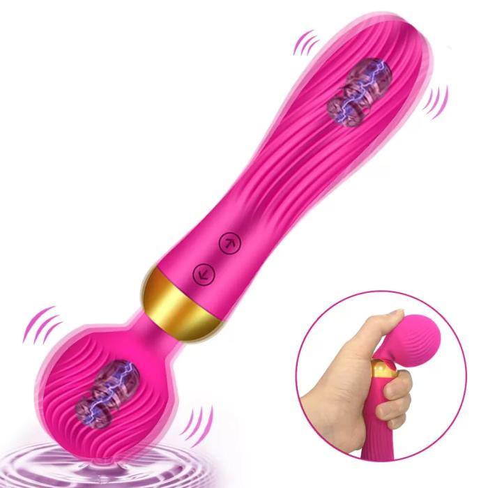 MASSAGE STICK 18 Titreşim Hızlı G-Spot ve Klitoris Uyarıcı Çift Taraflı Av Masaj Vibratör - Pembe