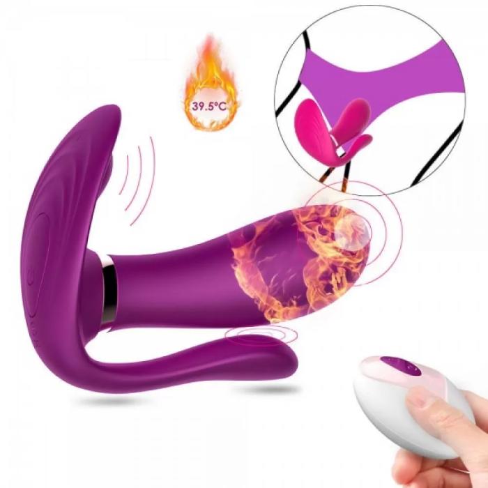 MASSAGER Kablosuz Kumandalı Isıtmalı Giyilebilir 3 in 1 Panty Vibratör - Pembe