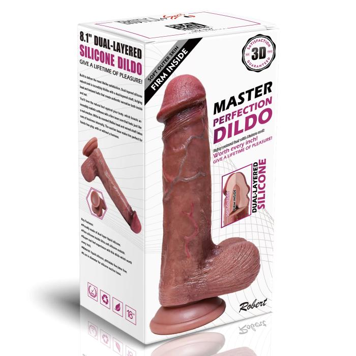 Master Perfection Dildo Robert - Ultra Yumuşak Çift Katmanlı Mavi Damarlı Realistik Yapay Penis