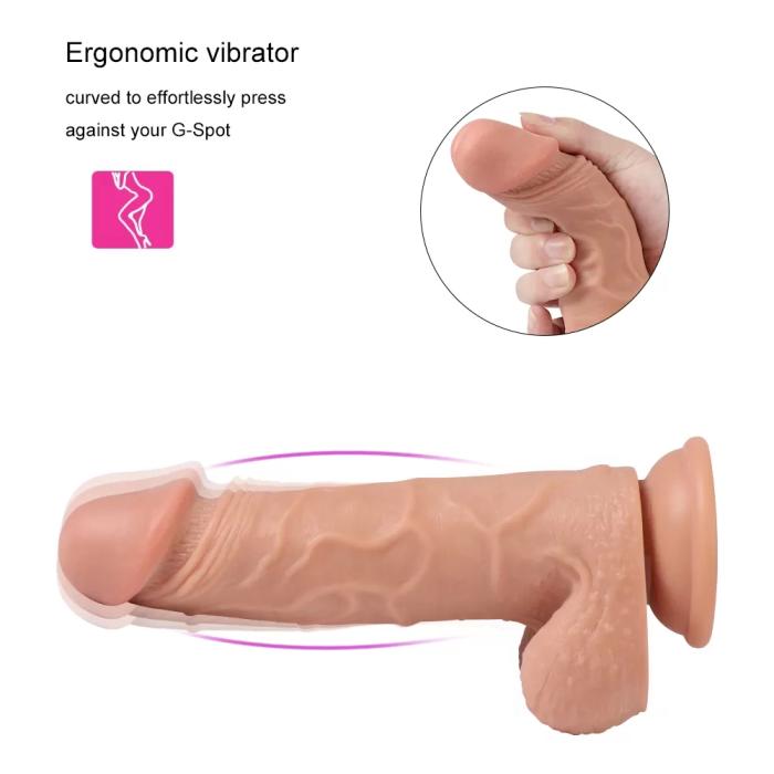 NICOLAS Çok Yumuşak Esnek Şarjlı Realistik Vibratör Dildo 20 CM