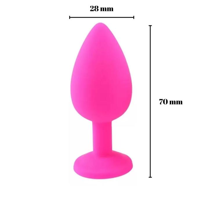 Parlak Beyaz Mücevher Taşlı Silikon Pembe Anal Plug