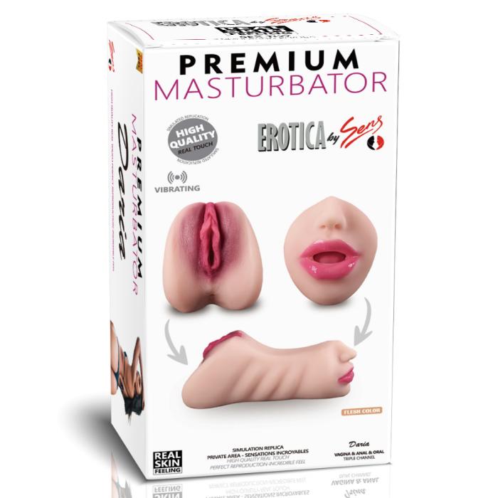 Premium Masturbator Daria - Realistik Dokulu Oral Anal Vajinal 3 in 1 Titreşimli Suni Vajina