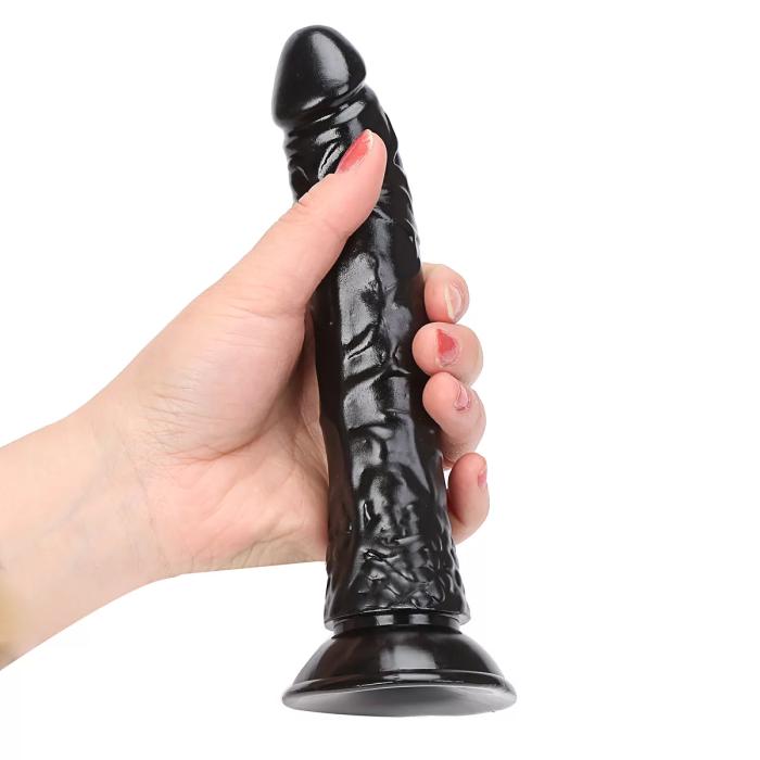 PRETTY BOY Dildo Jel Dokulu Testissiz Yumuşak Penis 20 CM - Black