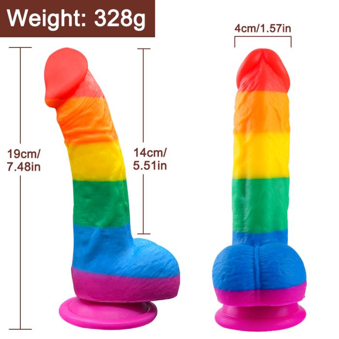 Pride Special Edition Dildo 20 CM - Gökkuşağı Renkli Silikon Ultra Realistik Yapay Penis Vibrator