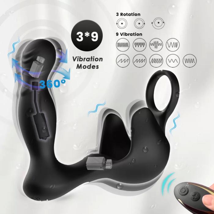 PRIME TOYS Gale Max 360° Rotasyonlu Perine ve Testis Uyarıcı Halkalı Prostat Masaj Vibratör