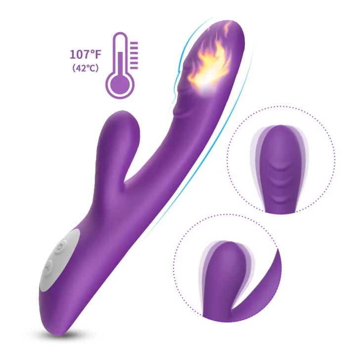 PRIME TOYS Spark Isıtmalı Klitoris ve G Spot Uyarıcı 2 in 1 Rabbit Vibratör - Mor