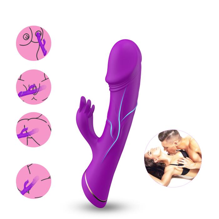 PRIME TOYS Spunk Şarjlı Çift Motorlu G Nokta ve Klitoris Uyarıcı 2 in 1 Rabbit Yapay Penis Vibratör - Mor