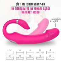 PRIME TOYS Flamingo Çift Motorlu Isıtmalı Şarjlı Bükülebilir Hareketli Strapless Strapon Vibratör